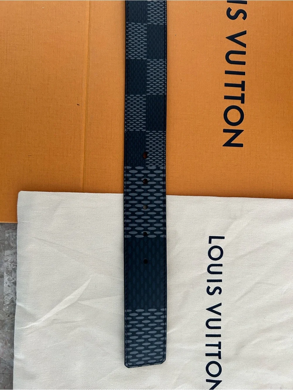 Louis Vuitton Black Damier Graphite Belt with Silver LV Buckle